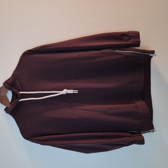 Varley Warwick Chocolate Plum Funnel Neck Side Zip Drawstring Oversized Small - Picture 2 of 9